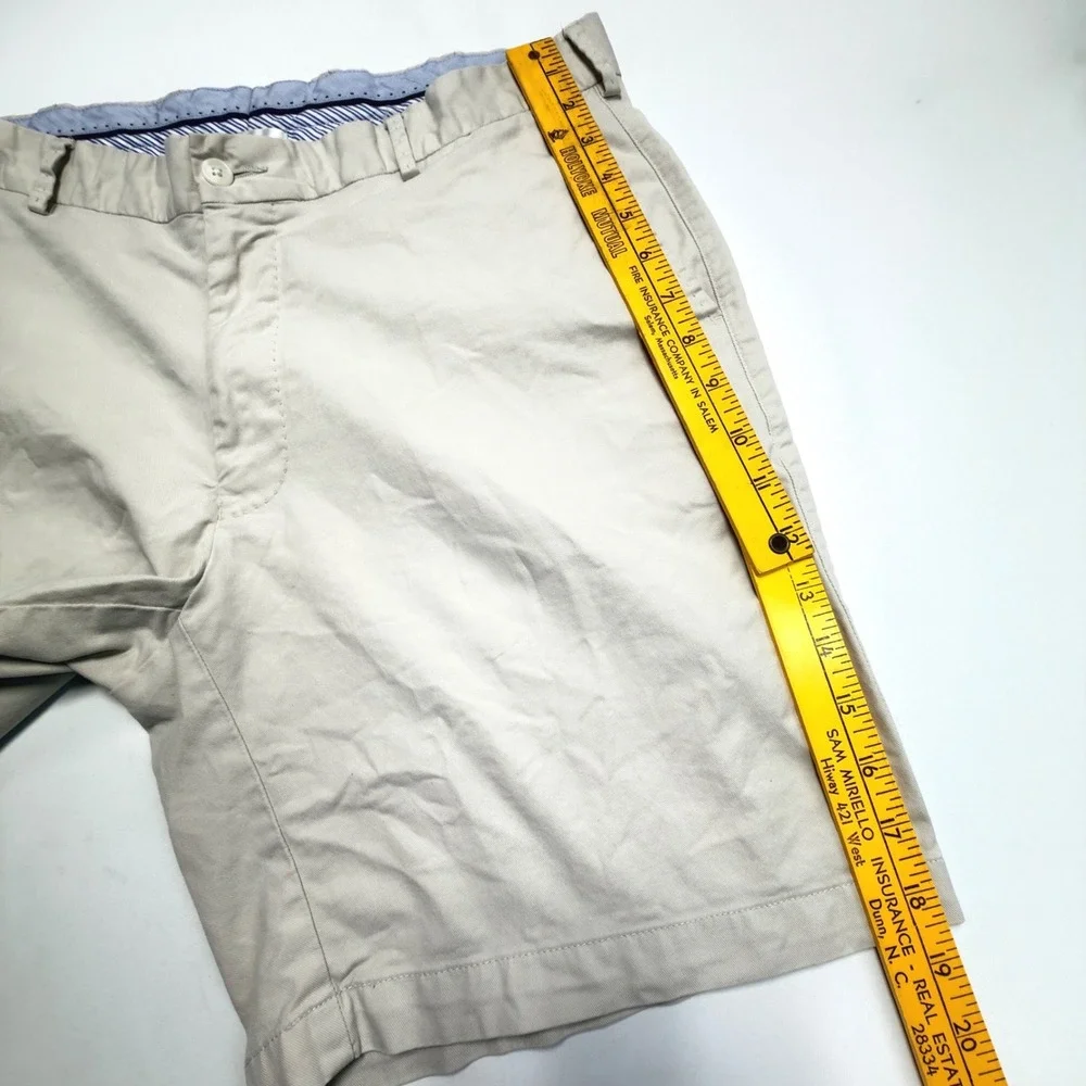 Peter Millar Crown Sport Khaki Golf Shorts Men's 36 Flat Front Classic Fit